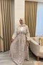 Women's Large Floral Printed Long Cotton White Muslin Dress - 3