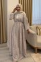Women's Large Floral Printed Long Cotton White Muslin Dress - 3