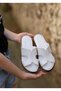 Banza Genuine Leather Soft Inside Comfortable Flat Heeled Women's Slippers Real Leather White - 7