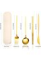 Premium Travel Flatware Set, 4 Pieces Gold Stainless Steel, Coated Handles, Eco-Friendly Storage Box - 2