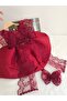Burgundy Vintage Puffy Dress - 2