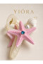 Premium Starfish Seashell Pearl Detailed Stoned Clasp Buckle 15 cm