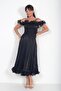 Women's Chiffon Fabric Flounce Detailed Lined Midi Dress - 2