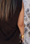 Coffee Flower Buckle Zero Sleeve Dress - 5