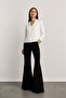 Ecru Button Detailed V-Neck Blouse - 3