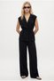 Women's Arlo Double-Breasted Vest Elastic Waist Trousers Woven Black Bottom-Top Set - 2
