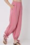 Women's Dusty Rose Shalwar Trousers with Banding at the Hem - 3