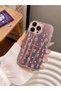 iPhone 16 Pro Compatible Pink Tulip Pattern Holographic Phone Case with Glitter Effect - 4