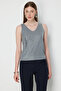 V-Neck Stone Embroidered Sleeveless Blouse 70410