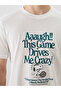 White Crew Neck Snoopy Printed Combed Cotton Men's T-Shirt - 3