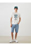 White Crew Neck Snoopy Printed Combed Cotton Men's T-Shirt - 2