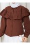 Women's Hijab Ruffled Flounce Detailed Long Sleeve Shirt Blouse - 7