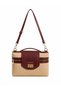 Glanzia Aura Bordeaux Straw Bag Wicker Women's Shoulder and Crossbody Bag Stylish Daily Use Burgundy - 3