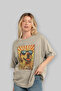For Dog Lovers 31 Front Dog Print Beige Oversize T-Shirt 100% Cotton Unisex Dog Lover Premium Design - 4