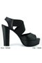Renata Black Vegan Elastic Open-Front Round-Toe Thick Platform Heeled Shoes - 5