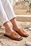 "Soleil" Suede Genuine Leather Look Comfort Sole Tan Women's Slippers - Buckle Back Strap Square Toe Günl - 3