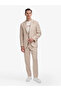 Beige Slim Fit Mono Collar Linen Blend Suit 50324837-Vr011