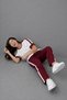 Women's Stripe Detailed Soft Textured Comfortable Cut Crew Neck Modal Fabric Tracksuit Set - 3