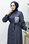 Workmanship Detailed Belted Waist Tunic Tsd260240 Dark Blue - 2