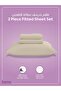 Bedding Fitted Sheet - Fits 120x200 Cm Bed For Twin Bed 2 Pcs (1 Fitted Sheet and 1 Pillowcase) - 30 Cm Deep Pocket - Solid Bed Sheet - 3