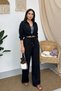 Women's Top and Bottom Set Summer Pocket Detailed Lace-Up Loose Pants Shirt Two-Piece Set - 3
