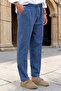 Sports Sweatpants Elastic Waist Cotton Thin Summer Fabric Large Size (Denim Blue) - 3