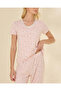 Women's Pink Lace Trim V-Neck Printed Pajama Set - 4
