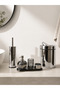 5 Piece Chrome Bathroom Accessory Set Trash Can Toilet Brush Crystal Liquid Soap Dispenser Toothbrush Holder Cotton Swab Holder - 2