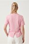 Women's Cotton T-Shirt with Side Gathered Details and Back Slit Sn-4559 - 4