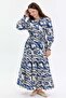 Patterned Belt Detailed Comfortable Fit Women's Dress - 4
