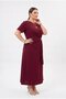 Women's Burgundy Plus Size Buckle Detail Oysho Fabric Dress Hzl26W-Zss150901 - 2