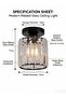 SageLiving Modern Black Crystal Ceiling Light, E27 12W 3-Color Flush Mount Chandelier, Metal & Crystal Mini Ceiling Lamp - 7