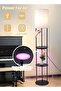 LIGHTING Modern LED Floor Lamp 62-Inch, 3-Color Dimming, Black Iron & Fabric with E27 Bulb - 2