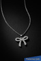 Women's Silver Color Zircon Stone Large Bow Figured Necklace - 3