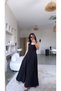 Black Belted Gipeli Tensel Premium Long Dress - 2