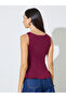 Burgundy Seam Detail Peplum Top - 5