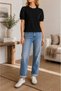 New Season Modal Cotton Brode Lace Detailed Crew Neck Balloon Sleeve Basic Women's T-Shirt - 3