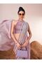 Lavendar colored fancy designer saree with moti lace on shoulder portion - 5