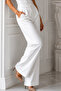 Pocketed Palazzo Trousers A11010 White