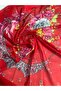 Red Handmade Needlepoint Headscarf Scarf Writing - 3