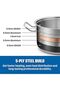 16 Piece Stainless Steel Cookware Set - 5 Ply Casseroles and Fry Pan - Durable Induction Compatible Pots and Pans with Lids for Everyday Cooking - 3