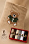 Women's Teddy Bear Socks Gift Boxed Cotton Short Socks with Teddy Bear Design 6-Piece Seamless - 2