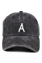 Letter a Black Embroidered Washable Vintage Unisex Hat