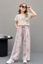 Girl's Floral Detailed T-Shirt and Pants Set