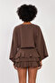 Women's Short Loose Blouse - Bitter Brown - 5