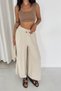 Women's Elastic Waist Lace-Up Wide-Leg Linen Look Palazzo Trousers - 5