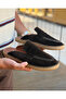 Men's Genuine Leather Suede Straw Sole Casual Mule Slippers - 4