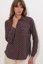 Women's Single Pocket Polka Dot Oversize Shirt 1539 - Brown - 3