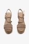 Mink Suede Genuine Leather Wedge Heeled Women's Sandals with Knitted Straps - 6