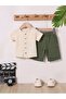 Muslin Boys' 2-Piece Set Summer Buttoned Pocket Shirt and Shorts Set - 7
